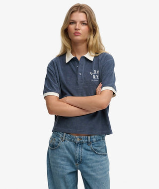 SUPERDRY - HERITAGE TERRY POLO - Vintage Indigo