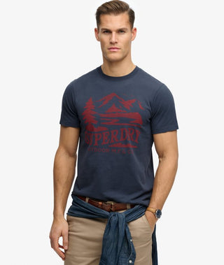 SUPERDRY - RETRO OUTDOOR RELAXED TEE - Lauren Navy