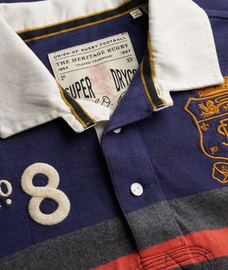 SUPERDRY - DOUBLE EMBELEM RUGBY - Navy/Orange Chest