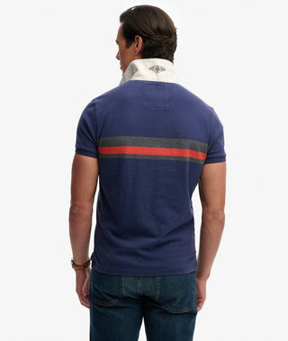 SUPERDRY - DOUBLE EMBELEM RUGBY - Navy/Orange Chest