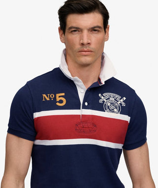 SUPERDRY - DOUBLE EMBELEM RUGBY - Navy/Red Chest