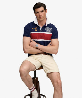 SUPERDRY - DOUBLE EMBELEM RUGBY - Navy/Red Chest