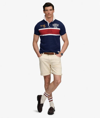SUPERDRY - DOUBLE EMBELEM RUGBY - Navy/Red Chest