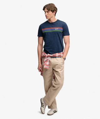 SUPERDRY - OUTDOOR STRIPE LOGO TEE - Lauren Navy