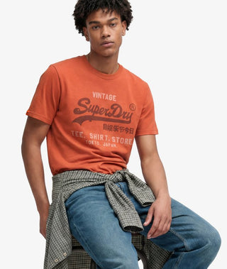 SUPERDRY - HERITAGE RELAXED TEE - Rust Orange Marle