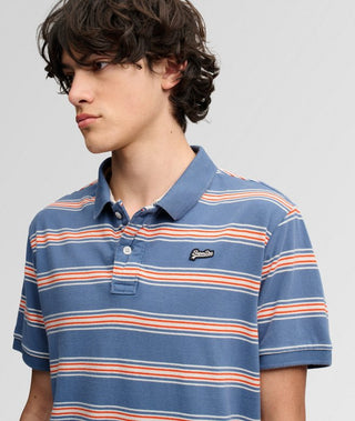 SUPERDRY - VINTAGE STRIPE JERSEY POLO - Blue