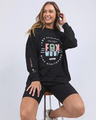 FOXWOOD VIBES L/S TEE - Washed Black