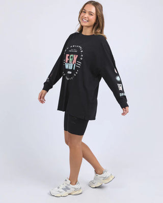 FOXWOOD VIBES L/S TEE - Washed Black