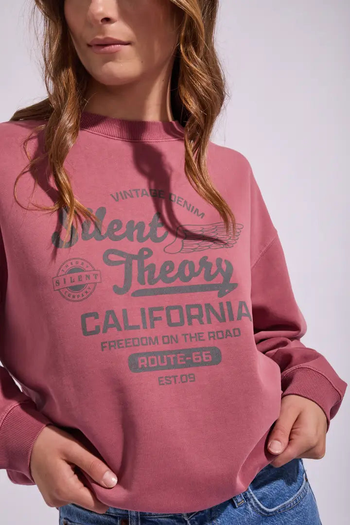 SILENT THEORY VINTAGE DENIM CREW - Cherry