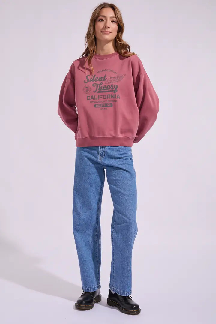 SILENT THEORY VINTAGE DENIM CREW - Cherry