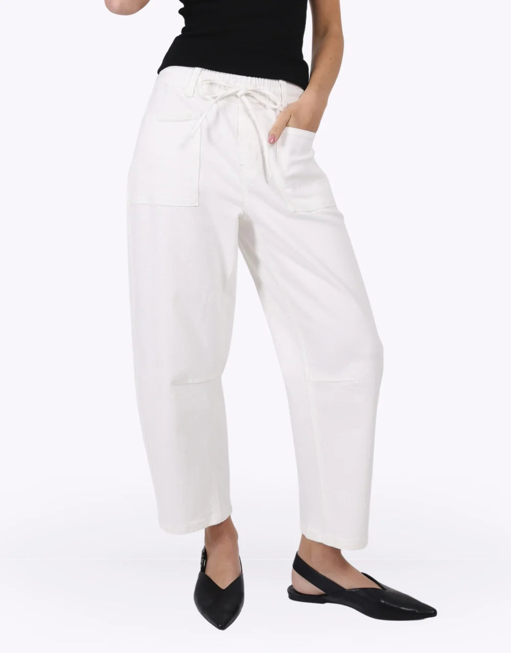 MONACO LEO BARREL JEANS - White