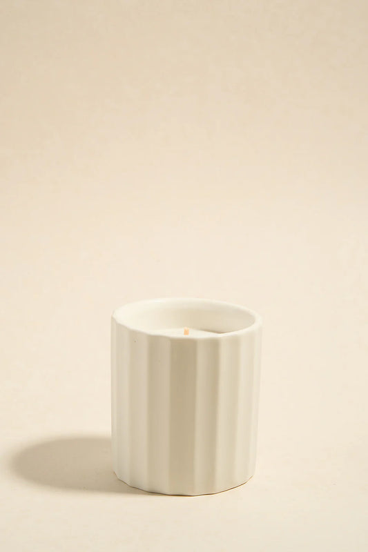 WIDE RIB CERAMIC SCENTED CANDLE - White 160g