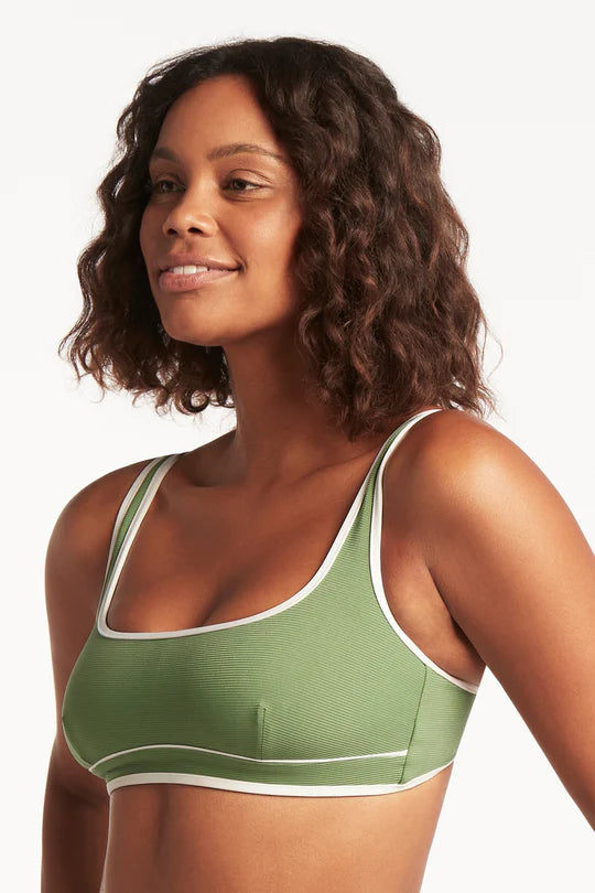 SEA LEVEL ELITE PANELLED SQUARE NECK TOP  - Olive