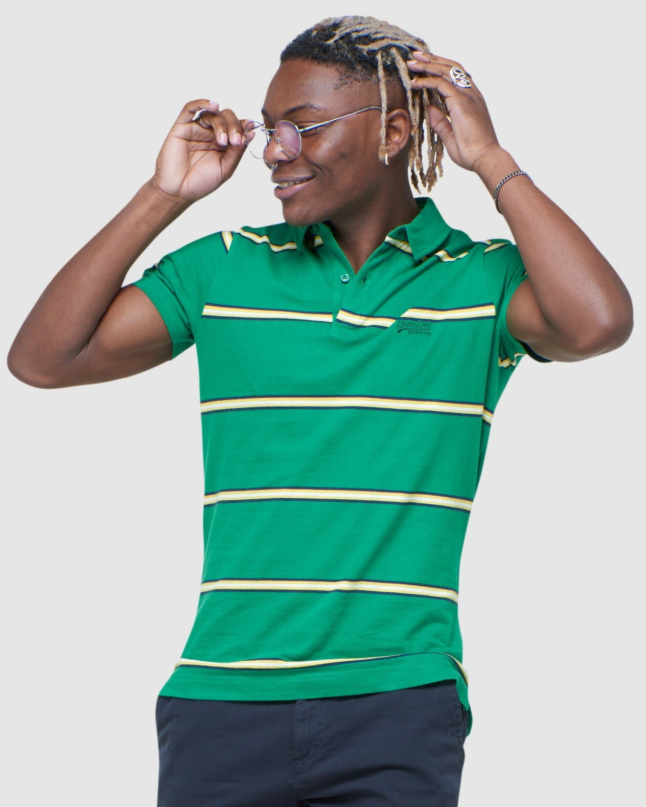 SUPERDRY-Academy Stripe Polo Varsity Green